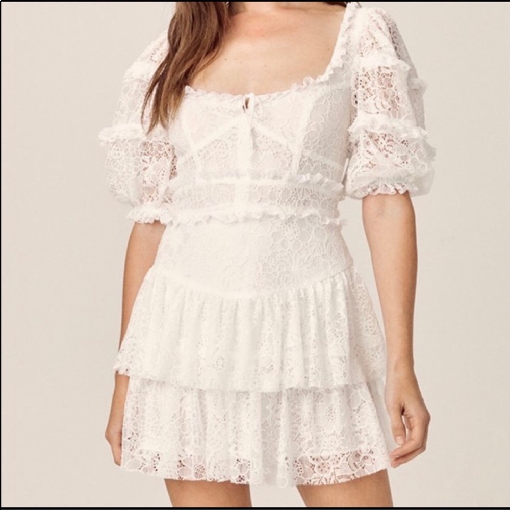 For love and lemons Jelena white lace mini dress
